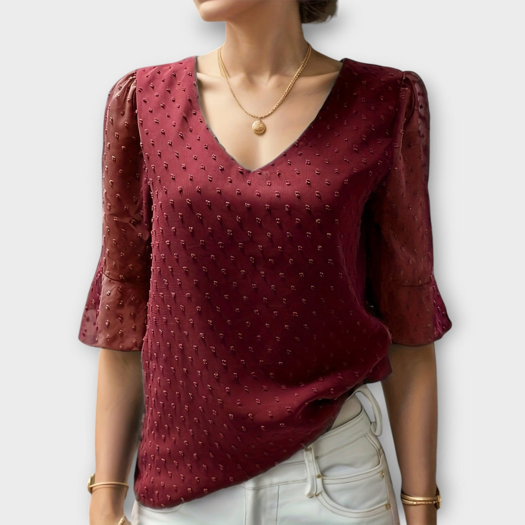 Amaya – Textured Blouse with V-Neckline