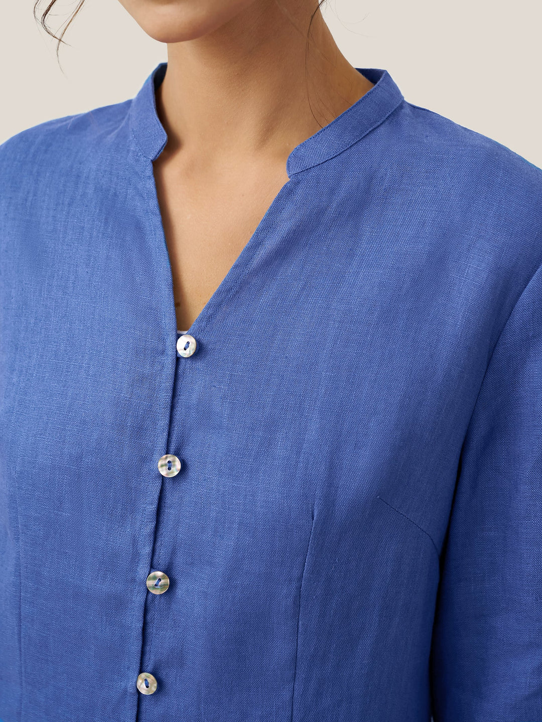 100% Linen Hand Button Long Top DILLON