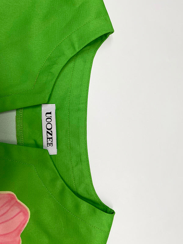 A-Line Loose Flower Print V-Neck Midi Dresses