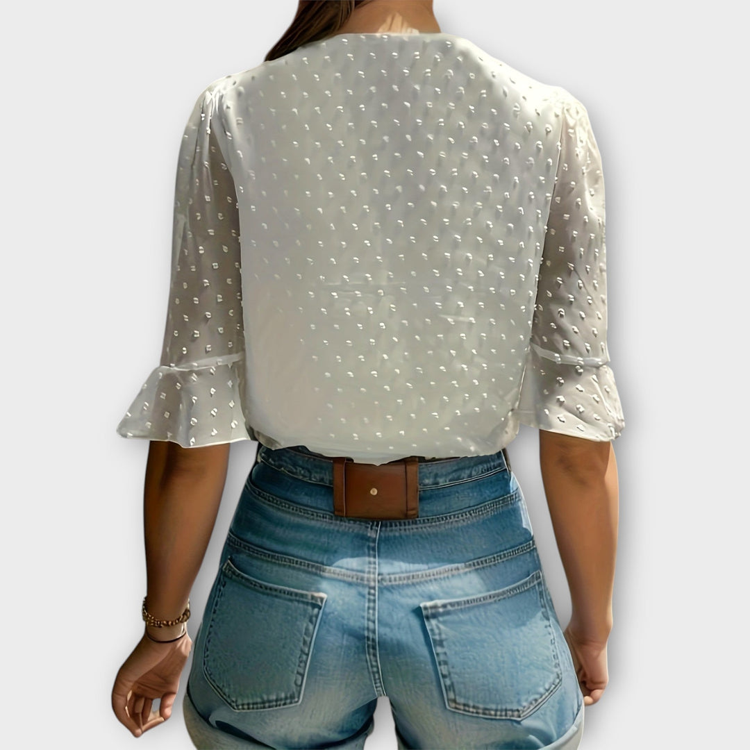 Amaya – Textured Blouse with V-Neckline