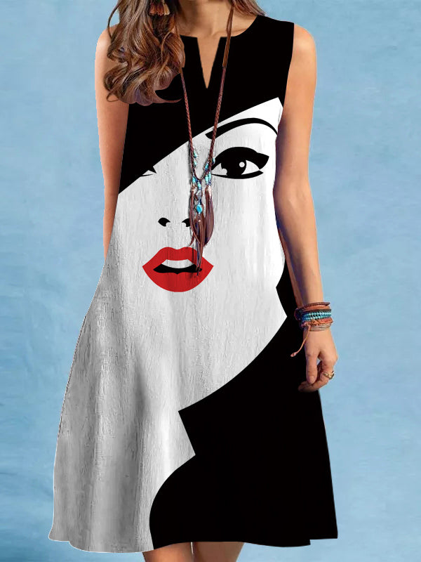 Loose Plus Size Figure V-Neck Mini Dresses