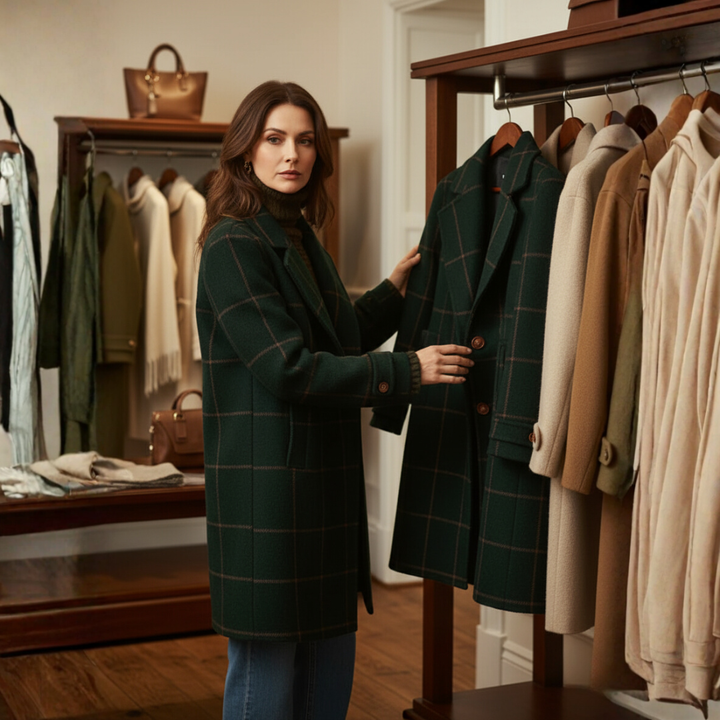 Elena — Heritage Checked Wool Coat