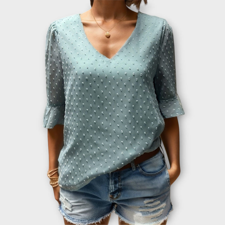 Amaya – Textured Blouse with V-Neckline