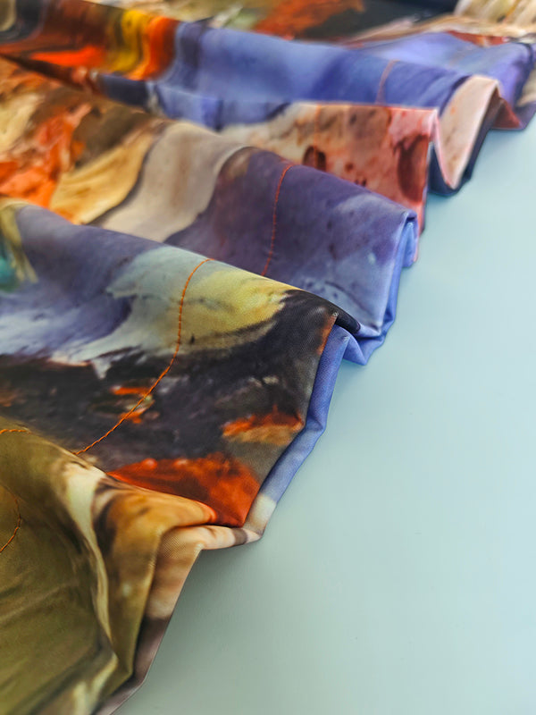 Batwing Sleeves Loose Gauze Printed Split-Joint V-Neck Maxi Dresses