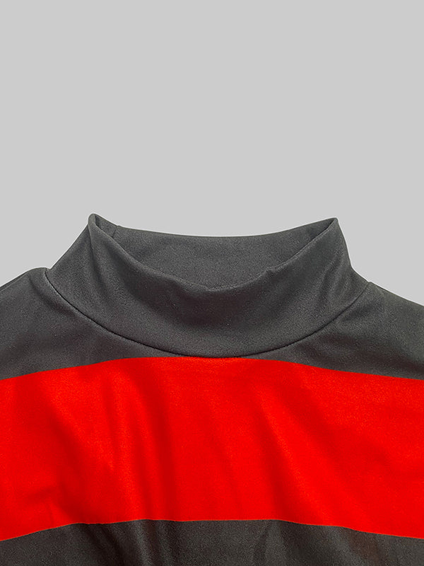 Bodycon Long Sleeves Flower Print High Neck Midi Dresses