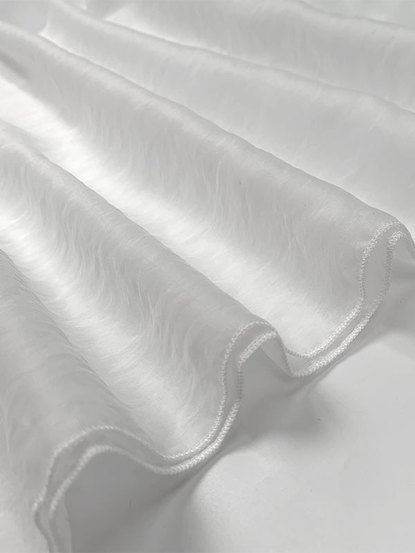 Half Sleeves High Waisted Pleated See-Through Solid Color Lapel Midi Dresses Shirt Dress