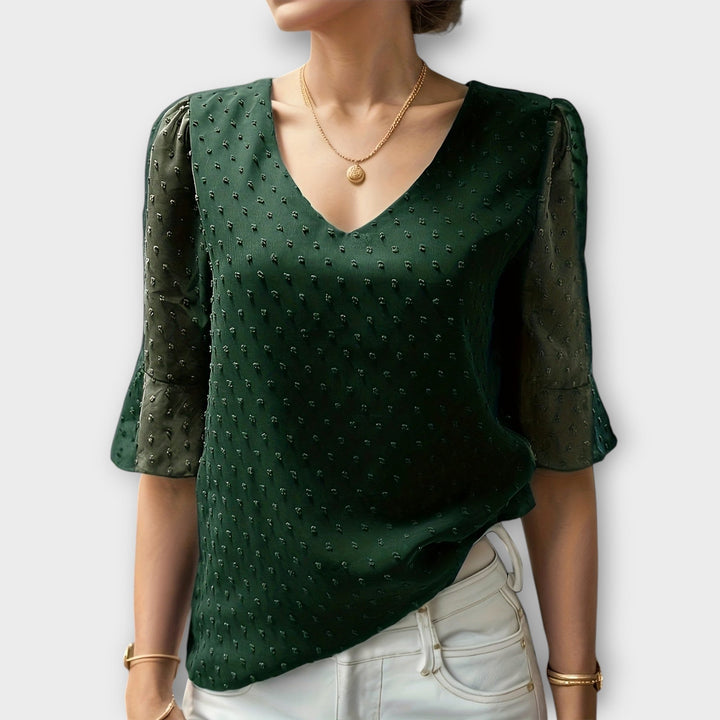 Amaya – Textured Blouse with V-Neckline