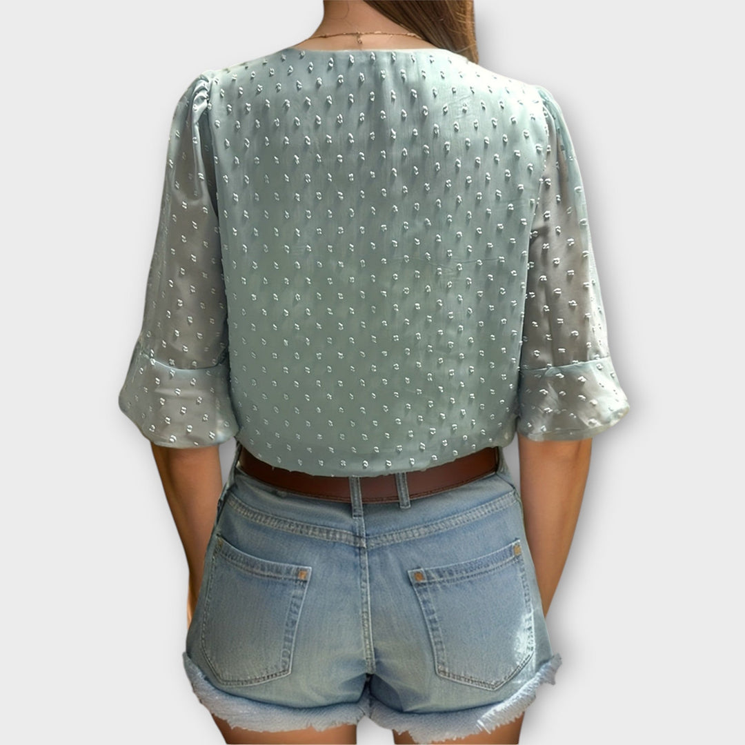 Amaya – Textured Blouse with V-Neckline