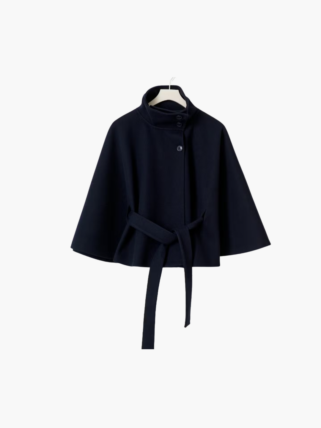 Timeless Belted Cape Coat with High Collar