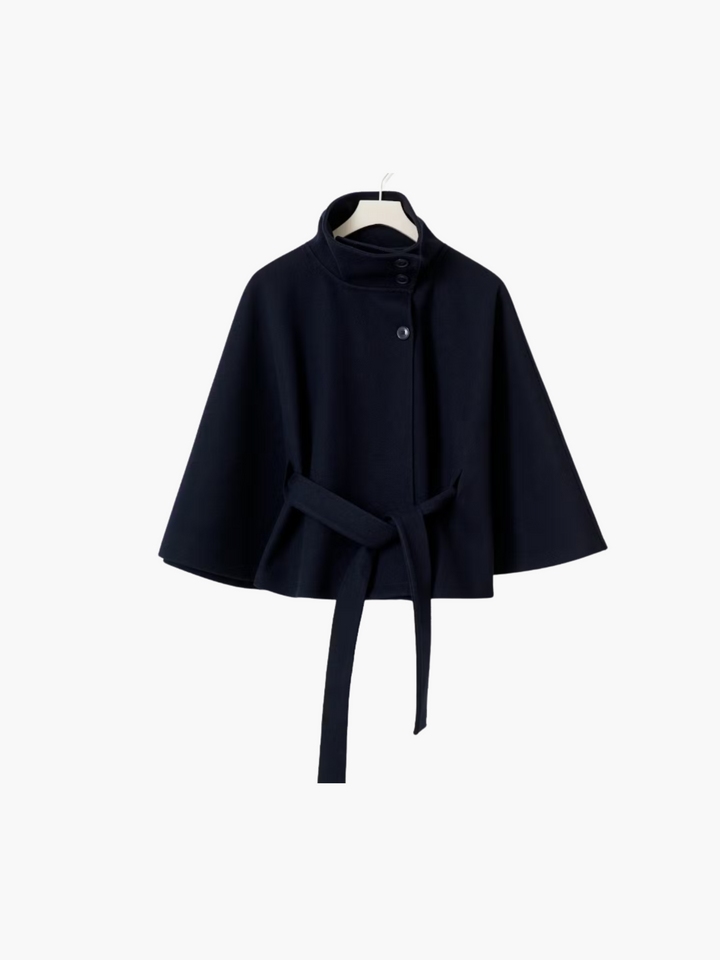 Timeless Belted Cape Coat with High Collar