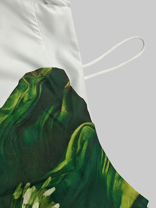 A-Line Loose Elasticity Flower Print One-Shoulder Maxi Dresses