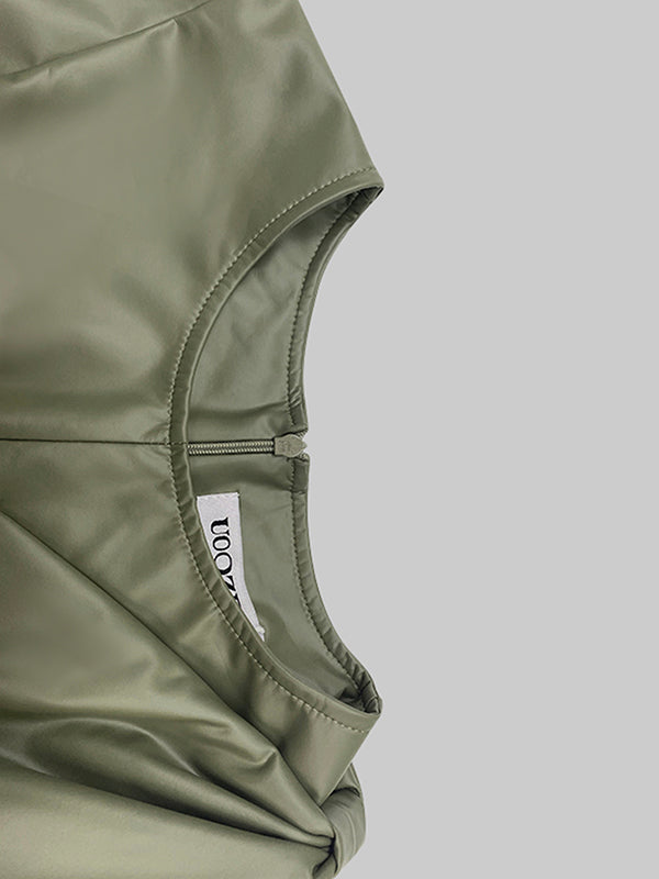 Long Sleeves Solid Color Split-Joint Round-Neck Inner Shirts + A-Line Bowknot Midi Dresses Two Pieces Set