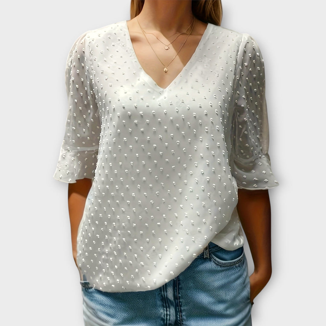 Amaya – Textured Blouse with V-Neckline