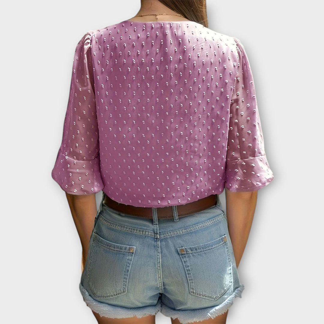 Amaya – Textured Blouse with V-Neckline