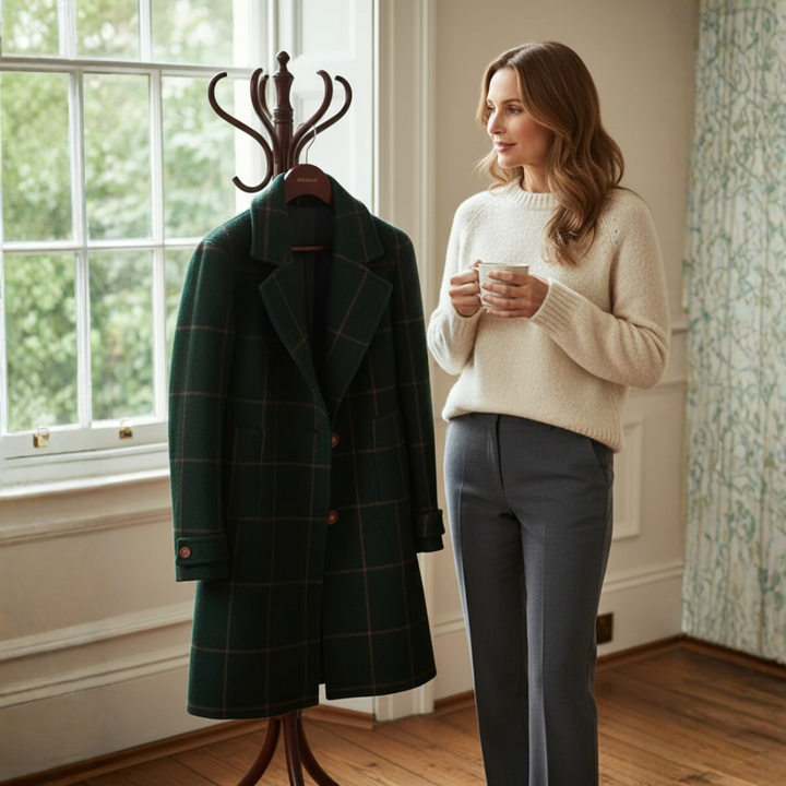 Elena — Heritage Checked Wool Coat