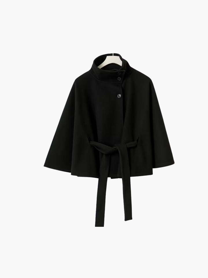 Timeless Belted Cape Coat with High Collar