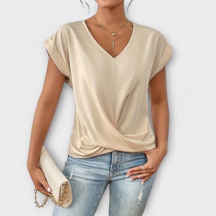 Mia - V-Neck Top with Knot Detail