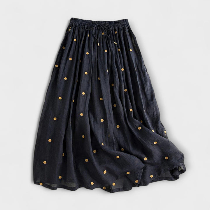 Playful Polka Dot Maxi Skirt Made of Cotton-Linen