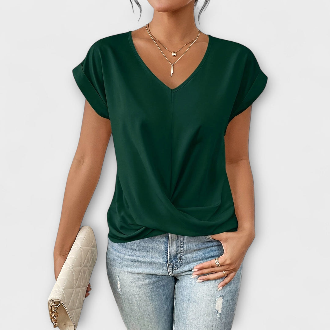 Mia - V-Neck Top with Knot Detail