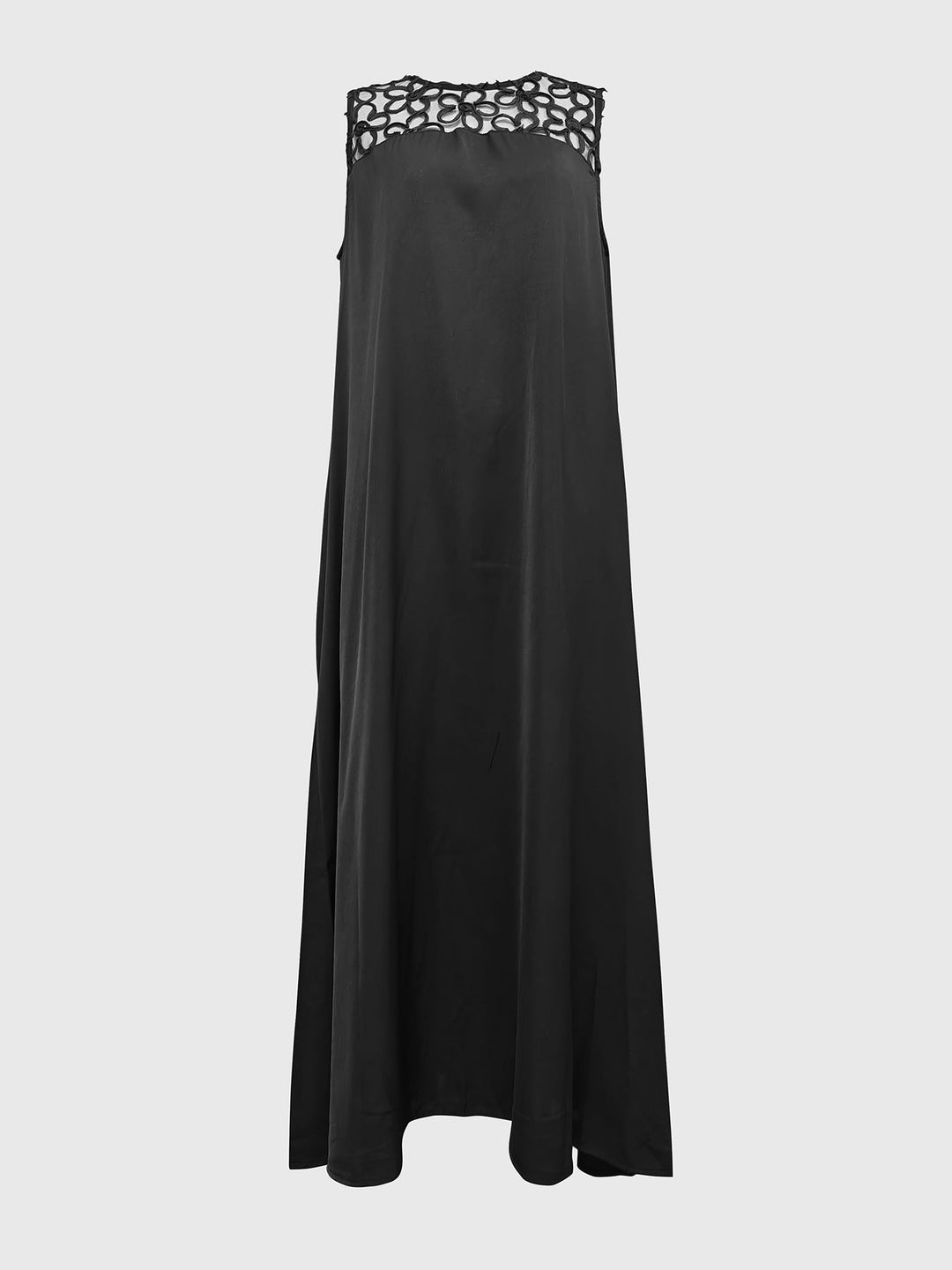 Loose Sleeveless Hollow Solid Color Split-Joint Round-Neck Maxi Dresses