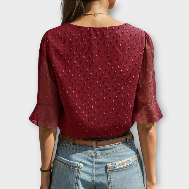 Amaya – Textured Blouse with V-Neckline