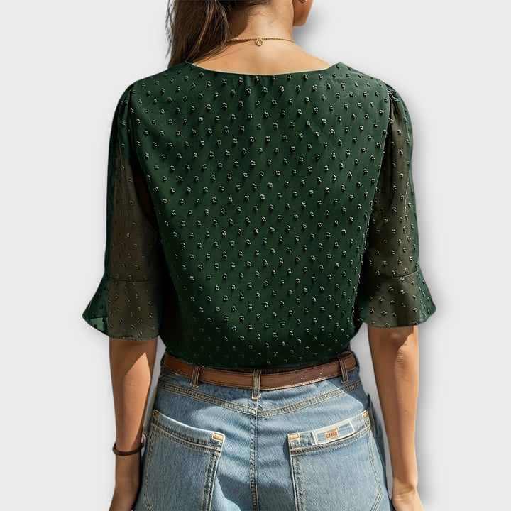 Amaya – Textured Blouse with V-Neckline