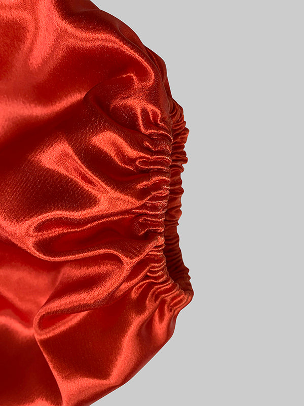 Loose Puff Sleeves Elasticity Flower Print Split-Front Round-Neck Maxi Dresses