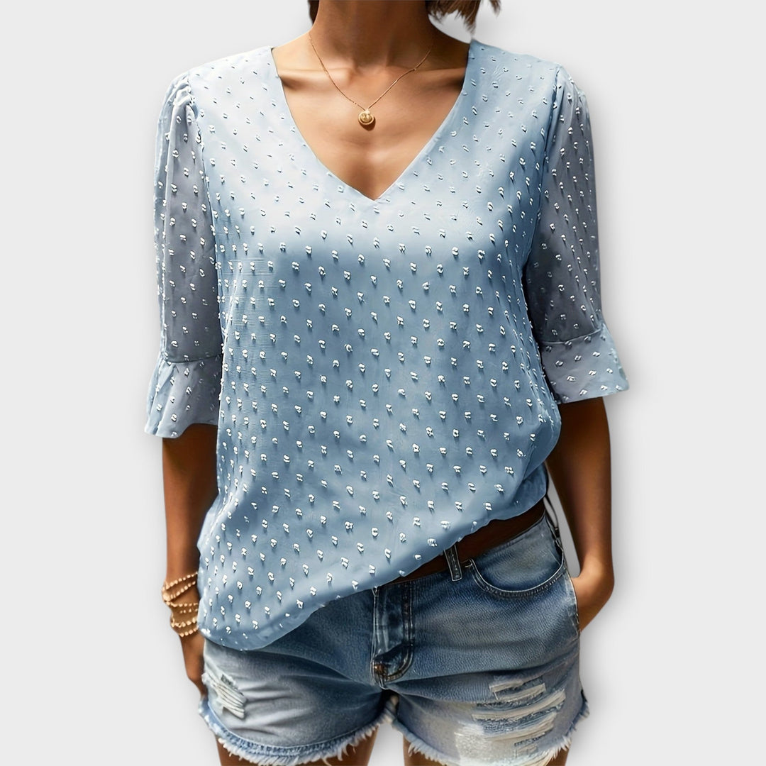 Amaya – Textured Blouse with V-Neckline