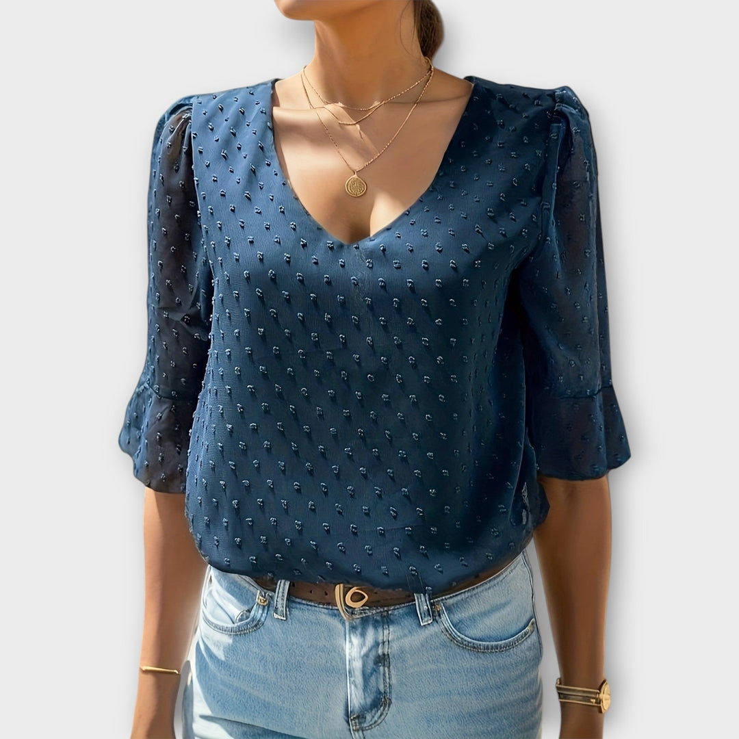 Amaya – Textured Blouse with V-Neckline