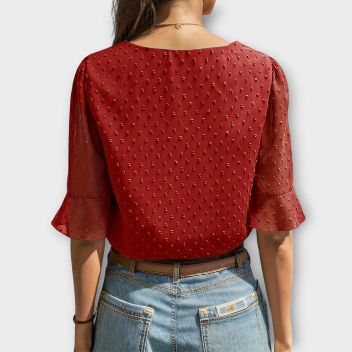 Amaya – Textured Blouse with V-Neckline