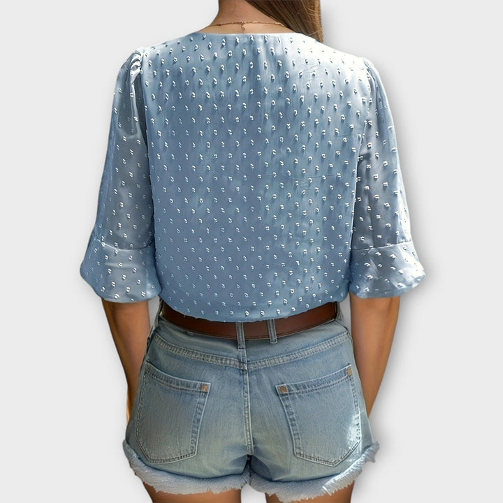 Amaya – Textured Blouse with V-Neckline