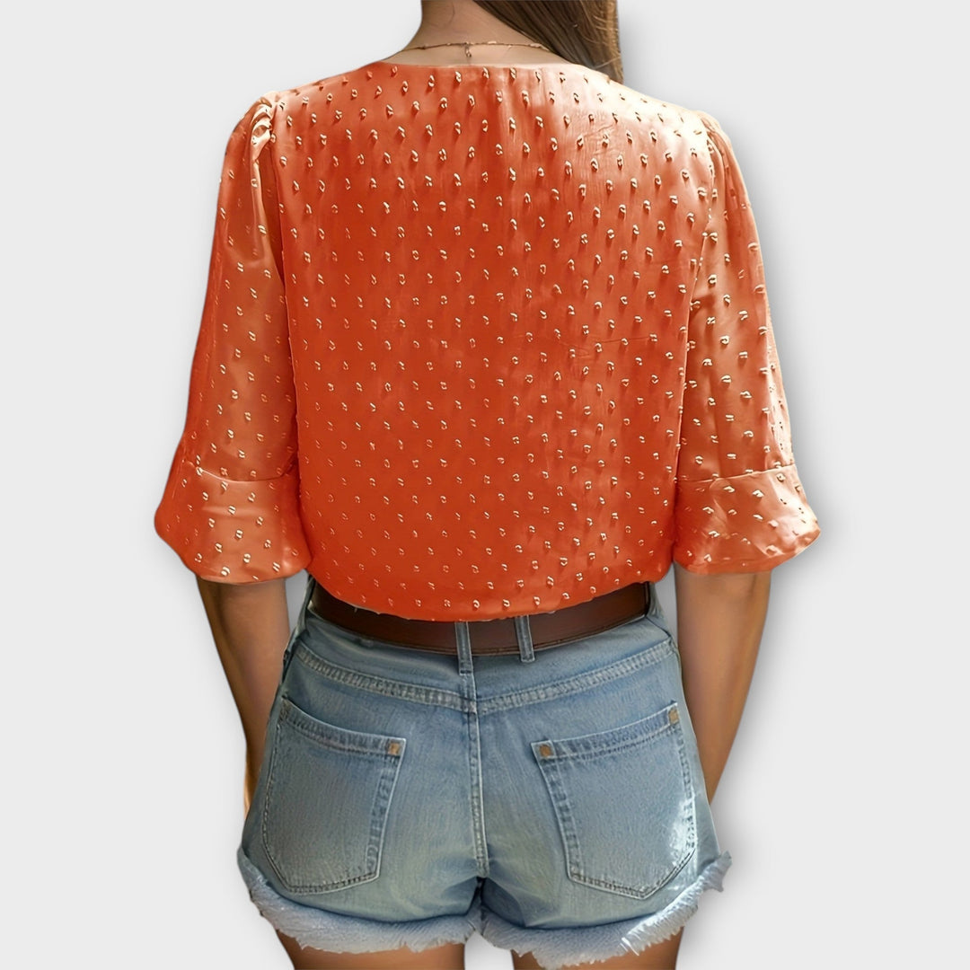 Amaya – Textured Blouse with V-Neckline