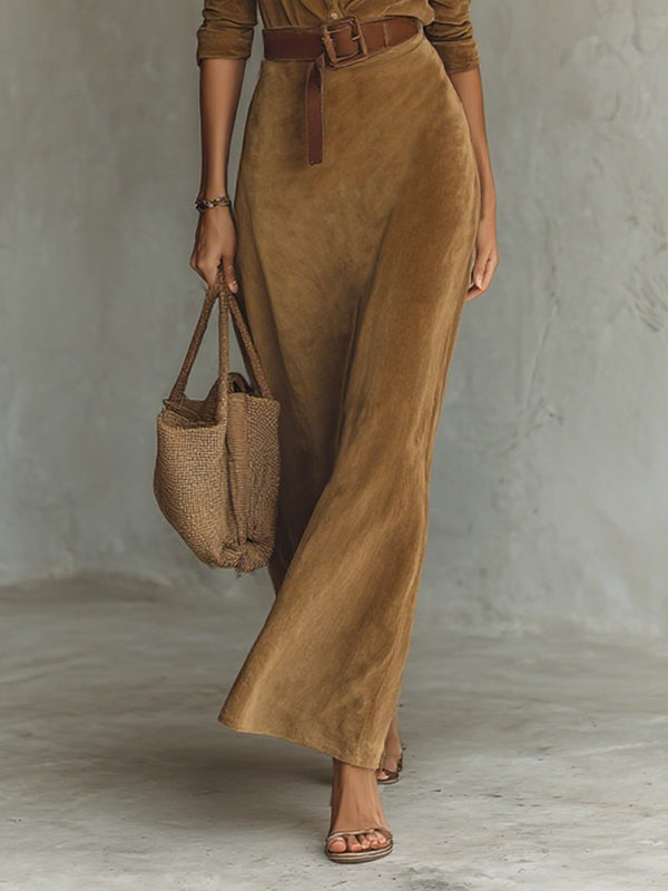 Long Sleeves Split-Joint Lapel Maxi Dresses Shirt Dress