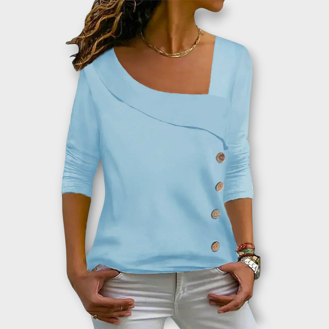Viona – Asymmetric Button Top