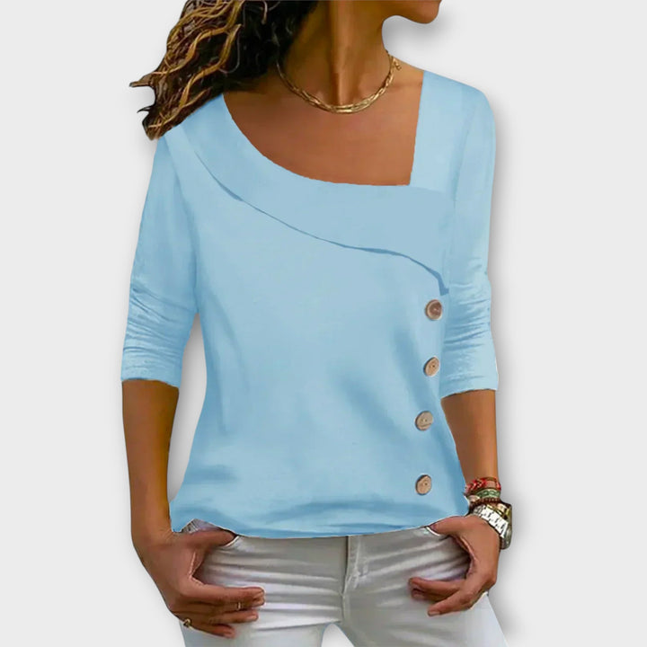 Viona – Asymmetric Button Top