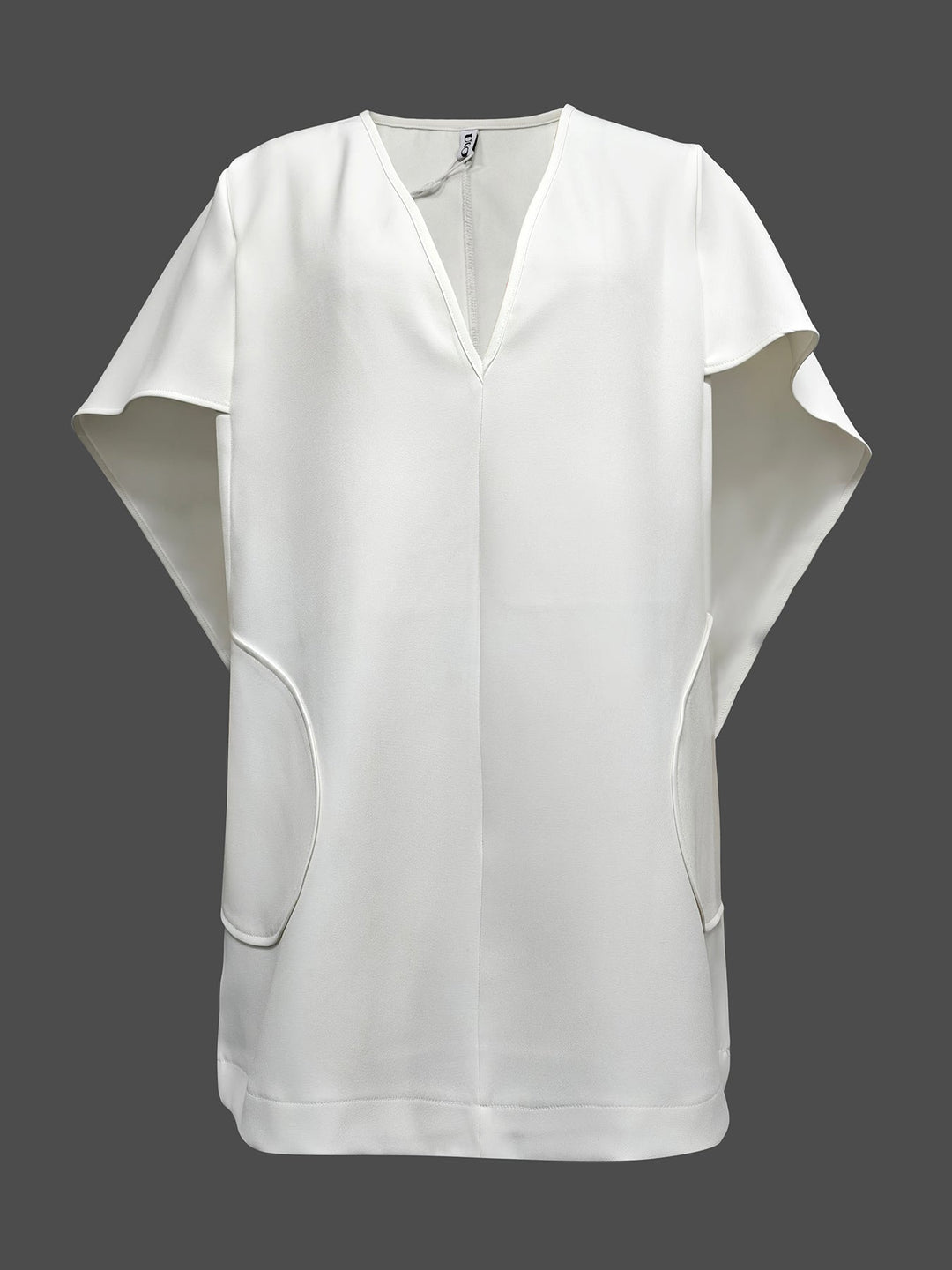 Half Sleeves Loose Solid Color Deep V-Neck Mini Dresses