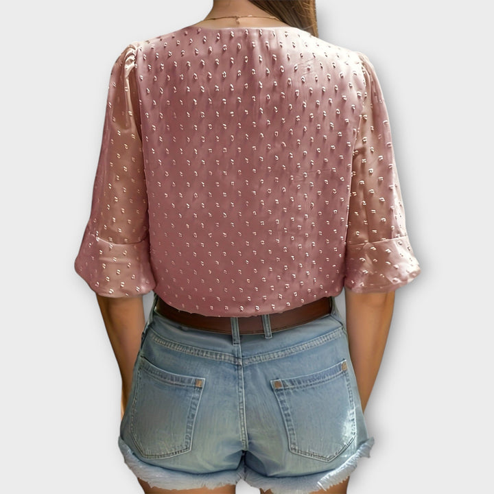 Amaya – Textured Blouse with V-Neckline