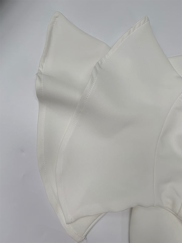 A-Line Flared Sleeves Shiny Solid Color Split-Joint Square-Neck Maxi Dresses