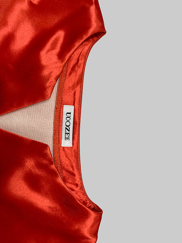 Loose Puff Sleeves Elasticity Flower Print Split-Front Round-Neck Maxi Dresses