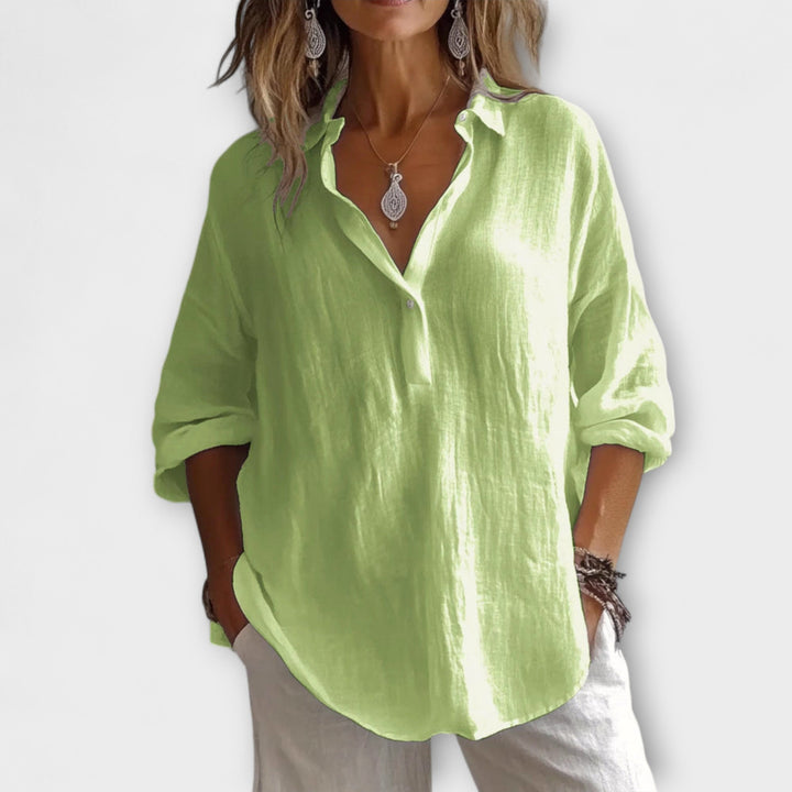 Elina – Relaxed Cotton-Linen Blouse