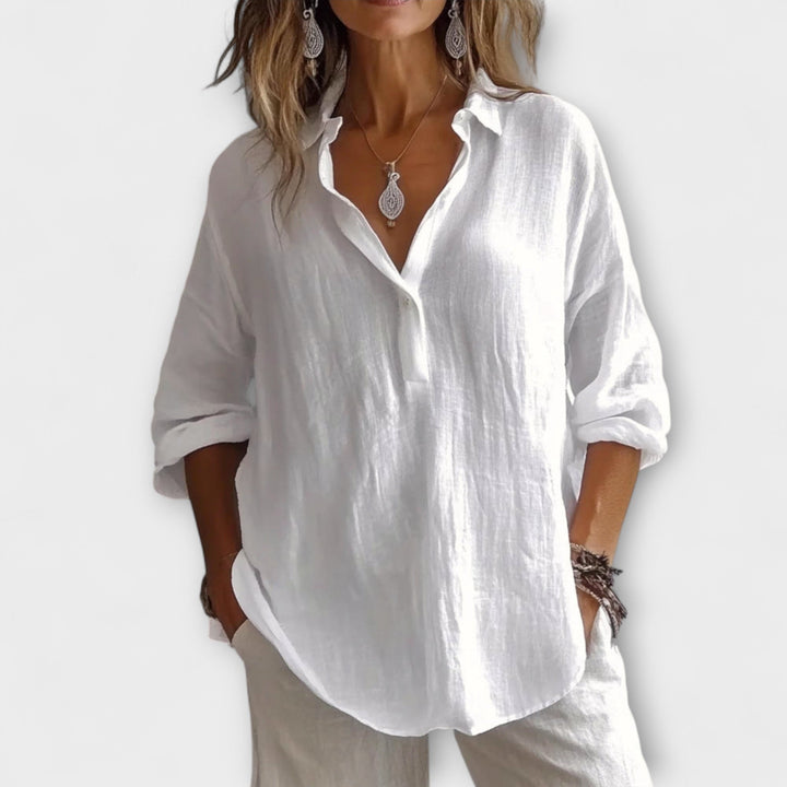 Elina – Relaxed Cotton-Linen Blouse