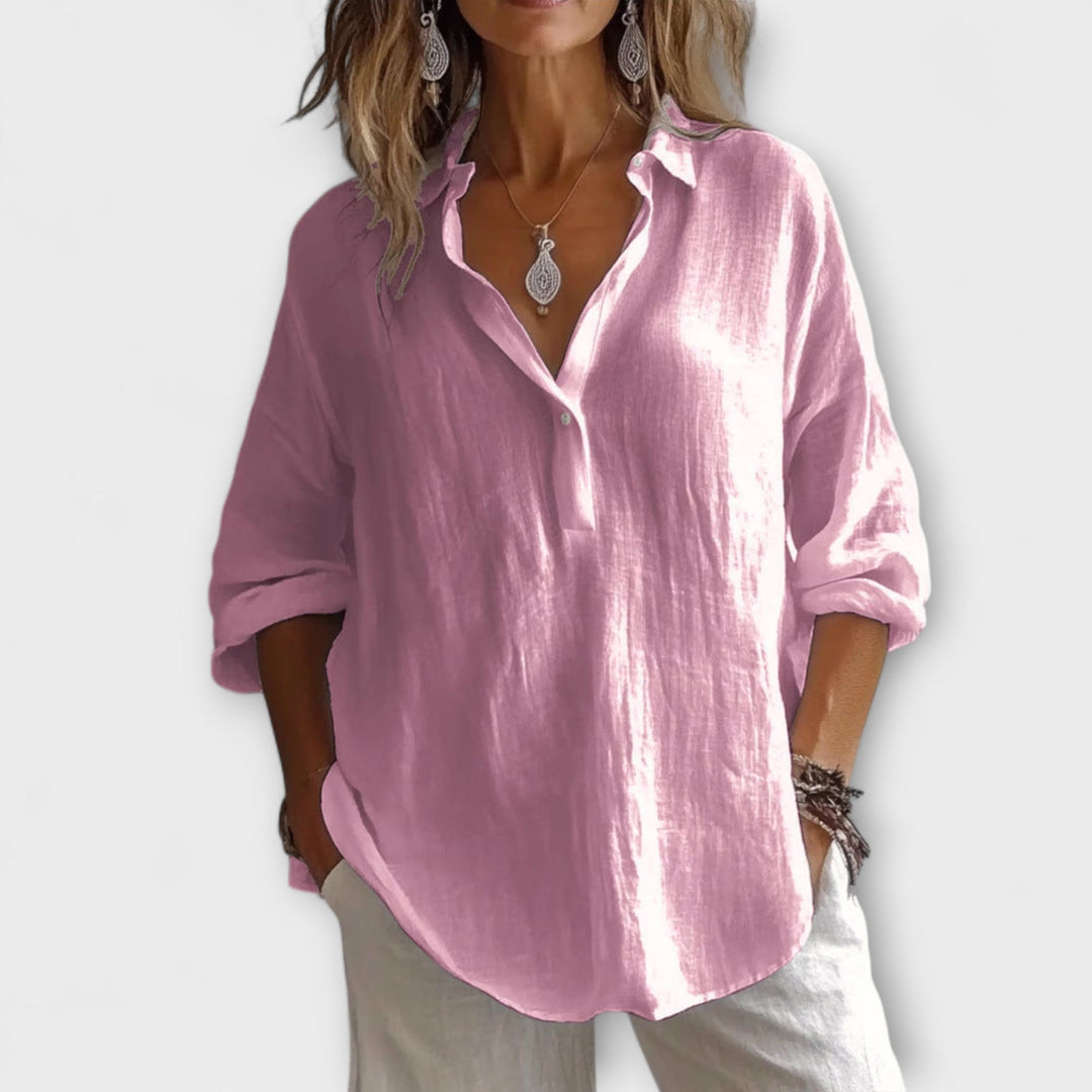 Elina – Relaxed Cotton-Linen Blouse