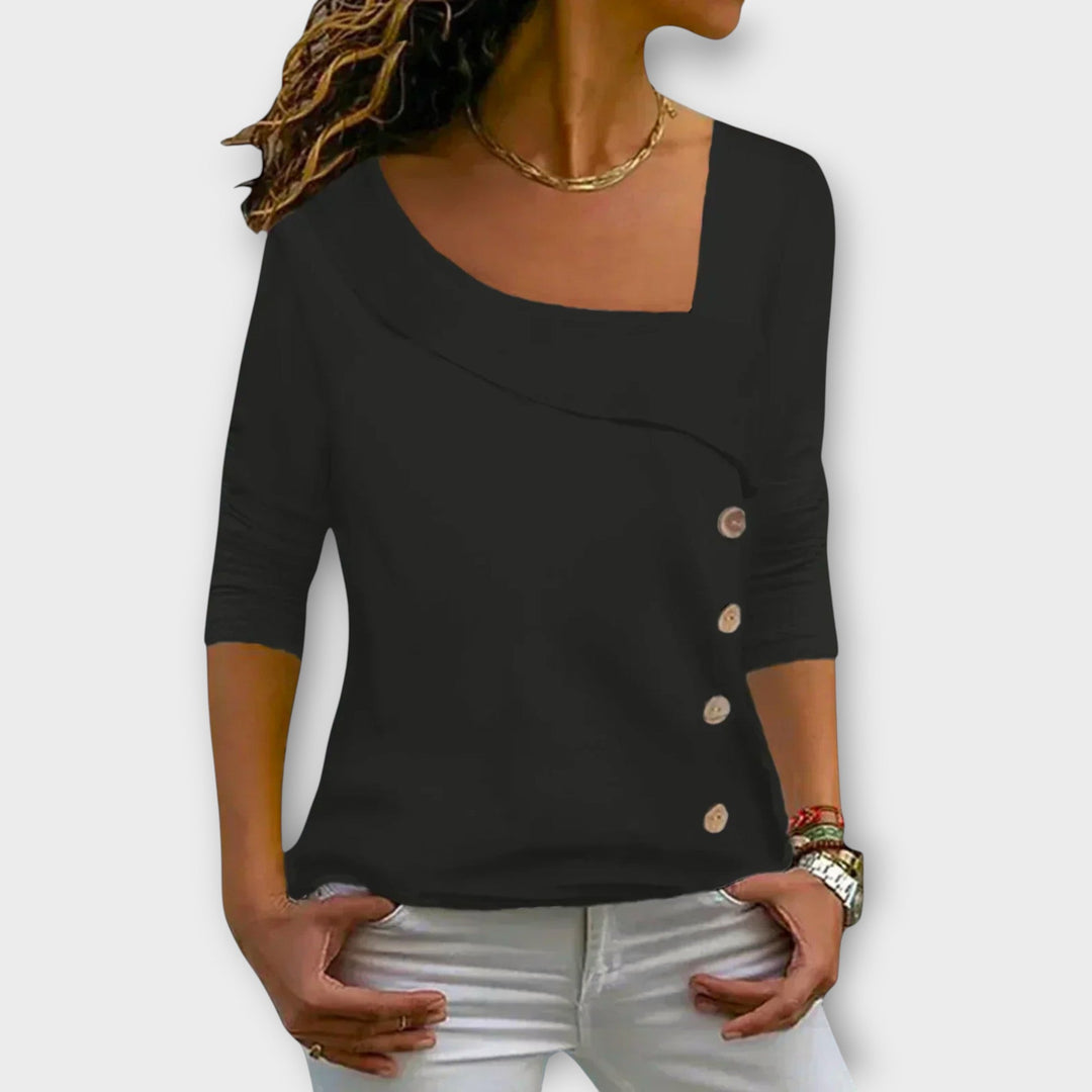 Viona – Asymmetric Button Top