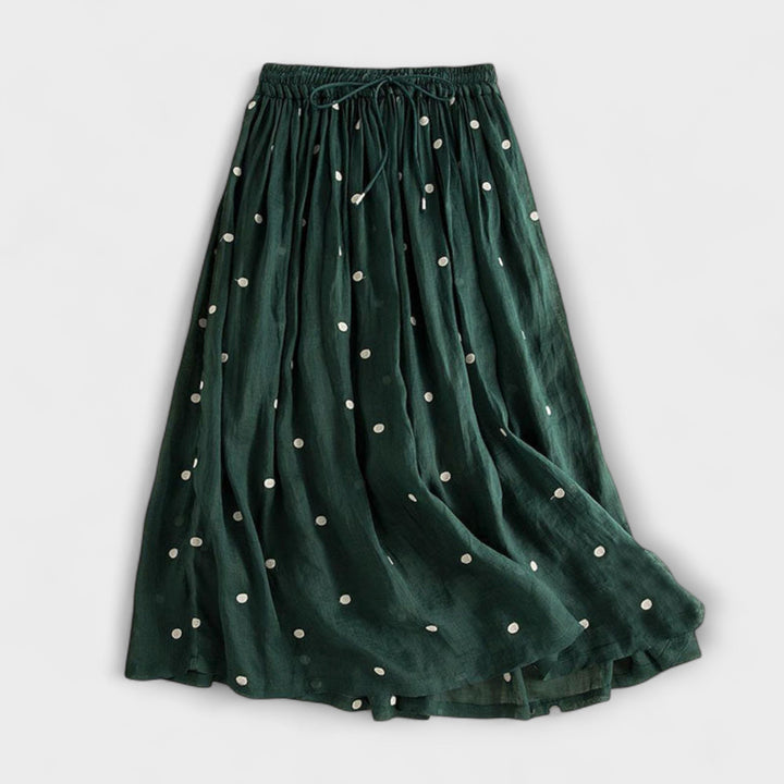 Playful Polka Dot Maxi Skirt Made of Cotton-Linen