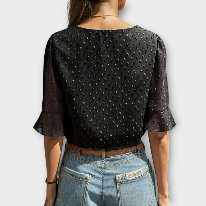 Amaya – Textured Blouse with V-Neckline
