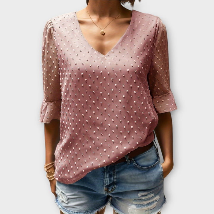 Amaya – Textured Blouse with V-Neckline