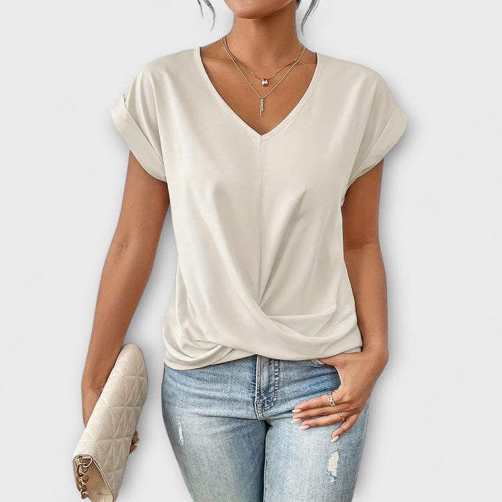 Mia - V-Neck Top with Knot Detail