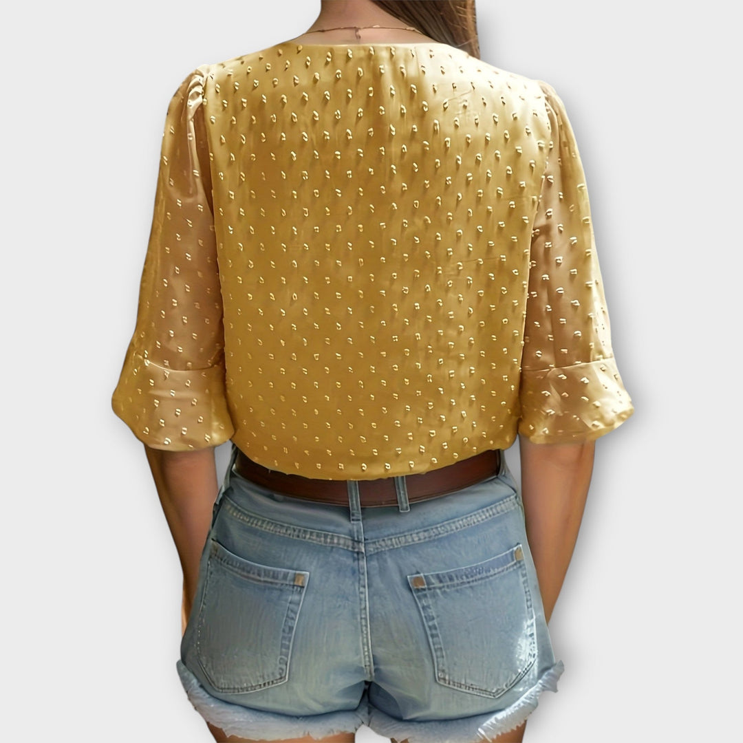 Amaya – Textured Blouse with V-Neckline