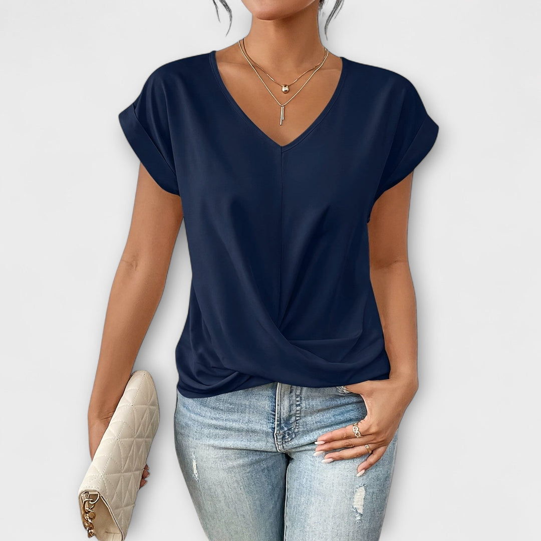 Mia - V-Neck Top with Knot Detail