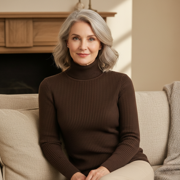The Ava™ Ribbed Roll-Neck Jumper – Soft Comfort, Effortless Sophistication
